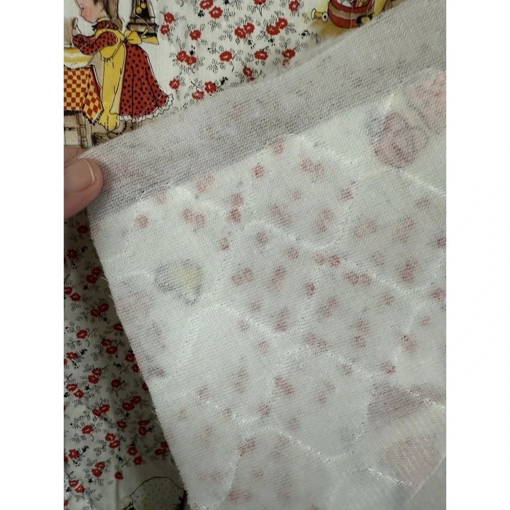 Vtg Holly Hobbie Quilted Fabric Scrap‎ Red Floral Hollie Hobbie And Friends